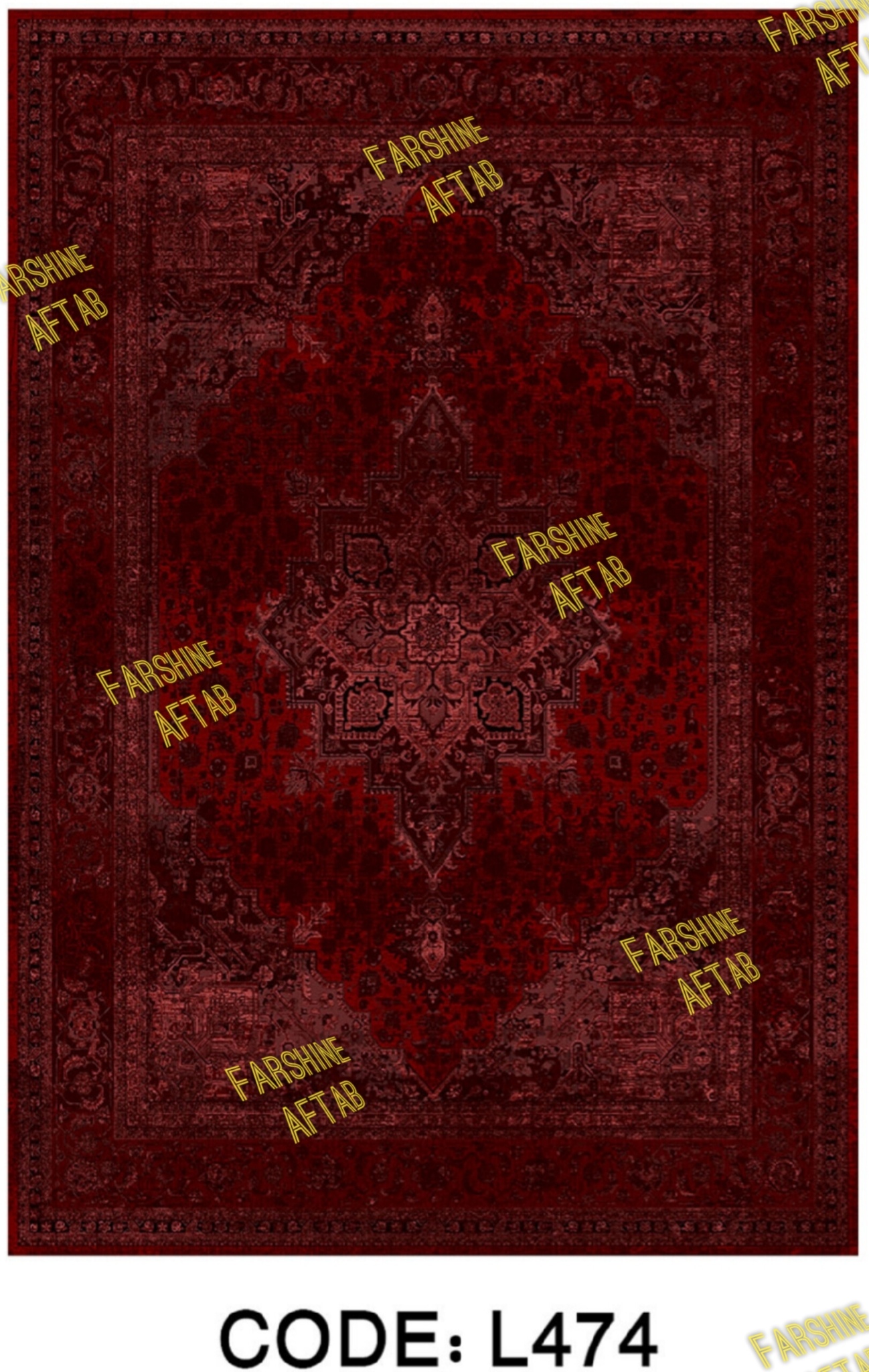 خرید ارزان فرشینه لاکی فرشینه آفتاب کد L474مخمل شانل ترک استپدار