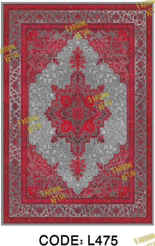 خرید ارزان فرشینه لاکی فرشینه آفتاب کد L475مخمل شانل ترک استپدار