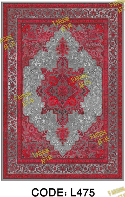 خرید ارزان فرشینه لاکی فرشینه آفتاب کد L475مخمل شانل ترک استپدار