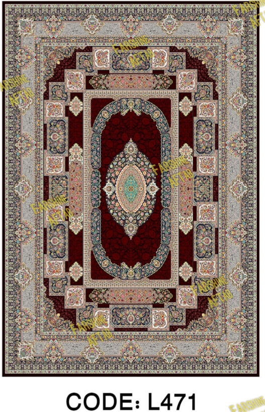 خرید ارزان فرشینه لاکی فرشینه آفتاب کد L471مخمل شانل ترک استپدار