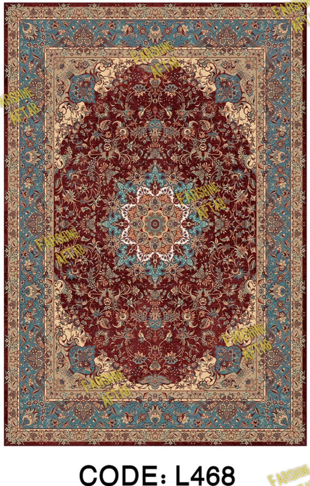 خرید ارزان فرشینه لاکی فرشینه آفتاب کد L468مخمل شانل ترک استپدار