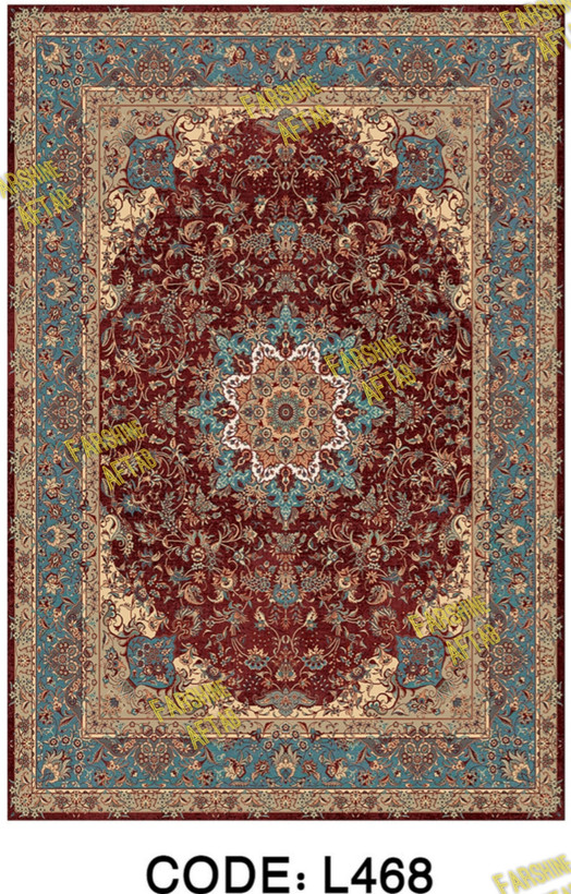 خرید ارزان فرشینه لاکی فرشینه آفتاب کد L468مخمل شانل ترک استپدار