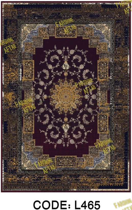 خرید ارزان فرشینه لاکی فرشینه آفتاب کد L465مخمل شانل ترک استپدار
