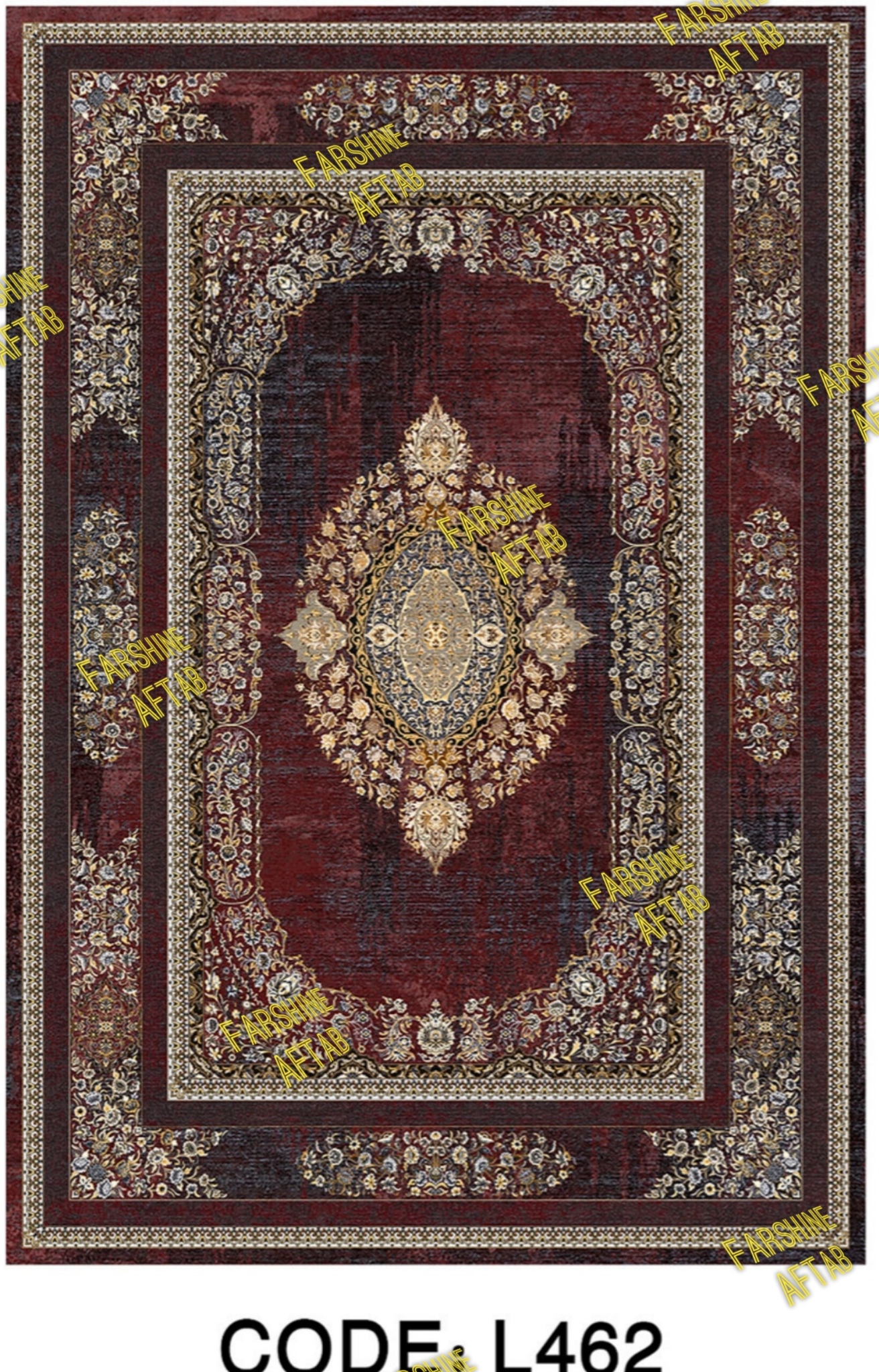 خرید ارزان فرشینه لاکی فرشینه آفتاب کد L462مخمل شانل ترک استپدار