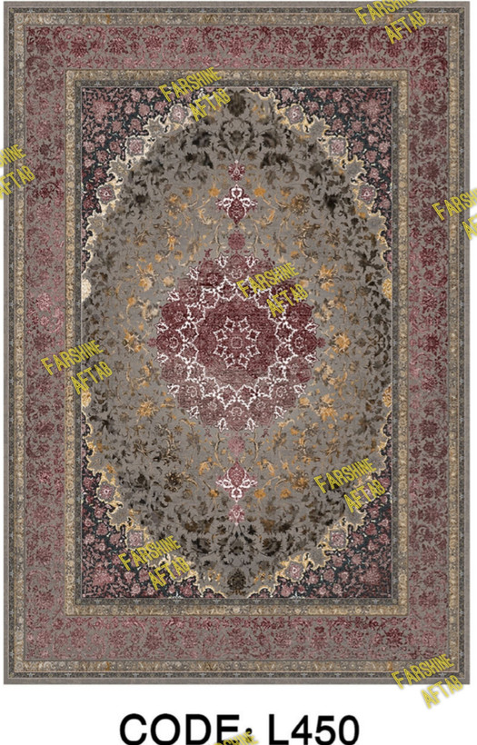 خرید ارزان فرشینه لاکی فرشینه آفتاب کد L450مخمل شانل ترک استپدار