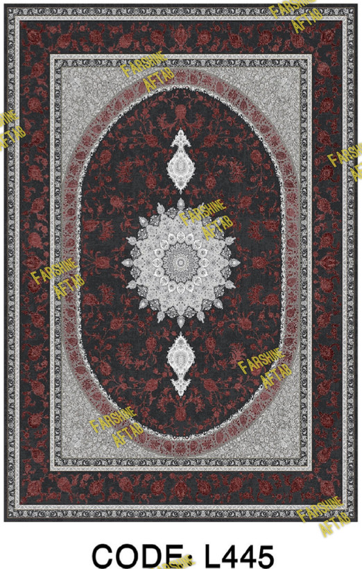 خرید ارزان فرشینه لاکی فرشینه آفتاب کد L445مخمل شانل ترک استپدار
