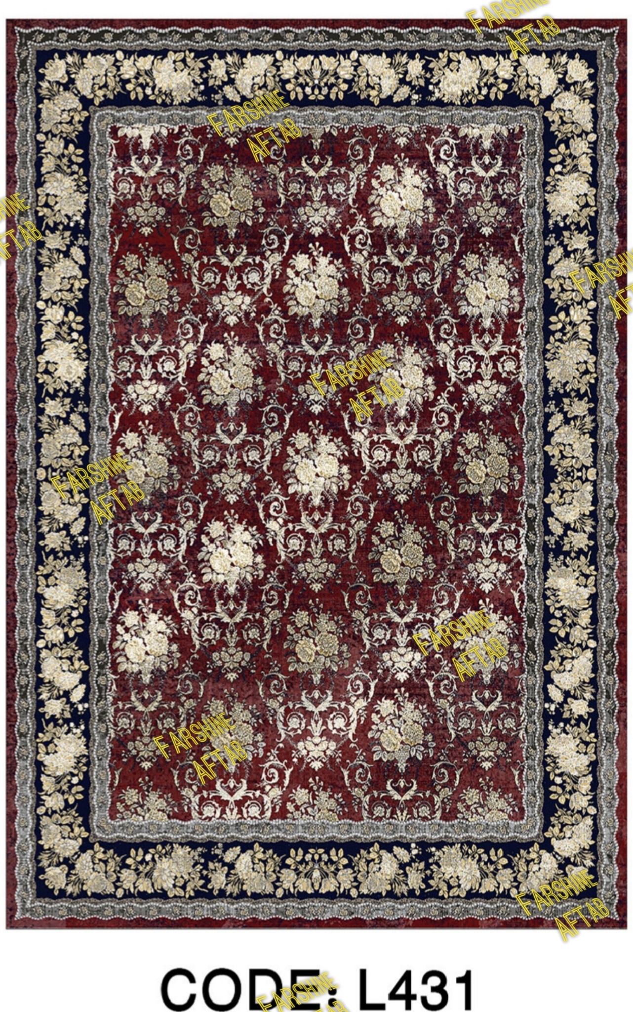 خرید ارزان فرشینه لاکی فرشینه آفتاب کد L431مخمل شانل ترک استپدار