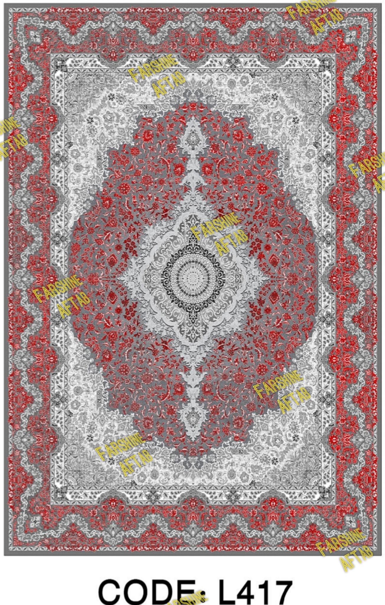 خرید ارزان فرشینه لاکی فرشینه آفتاب کد L417مخمل شانل ترک استپدار