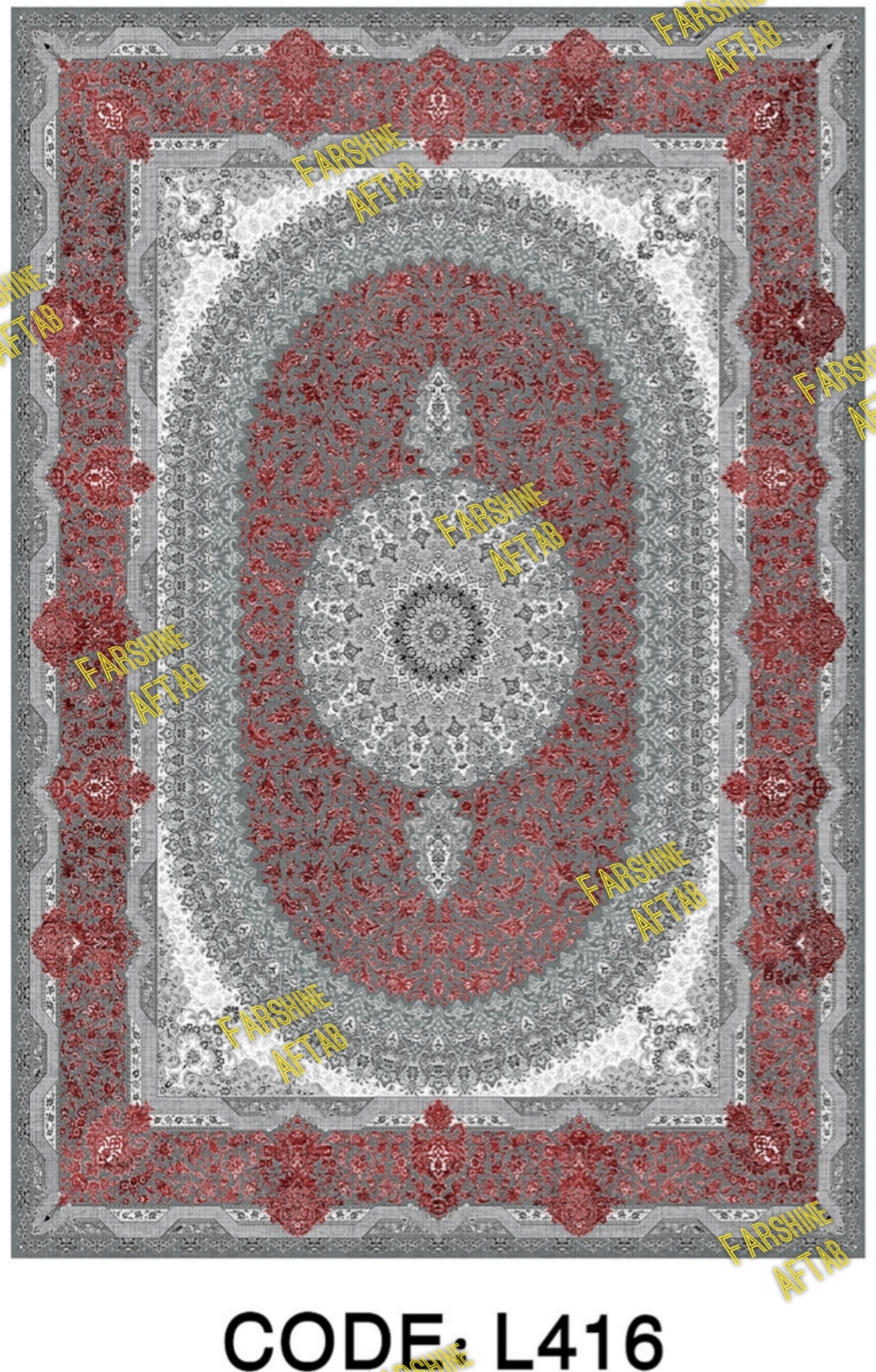 خرید ارزان فرشینه لاکی فرشینه آفتاب کد L416مخمل شانل ترک استپدار