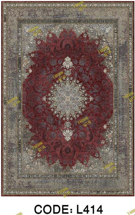 خرید ارزان فرشینه لاکی فرشینه آفتاب کد L414مخمل شانل ترک استپدار