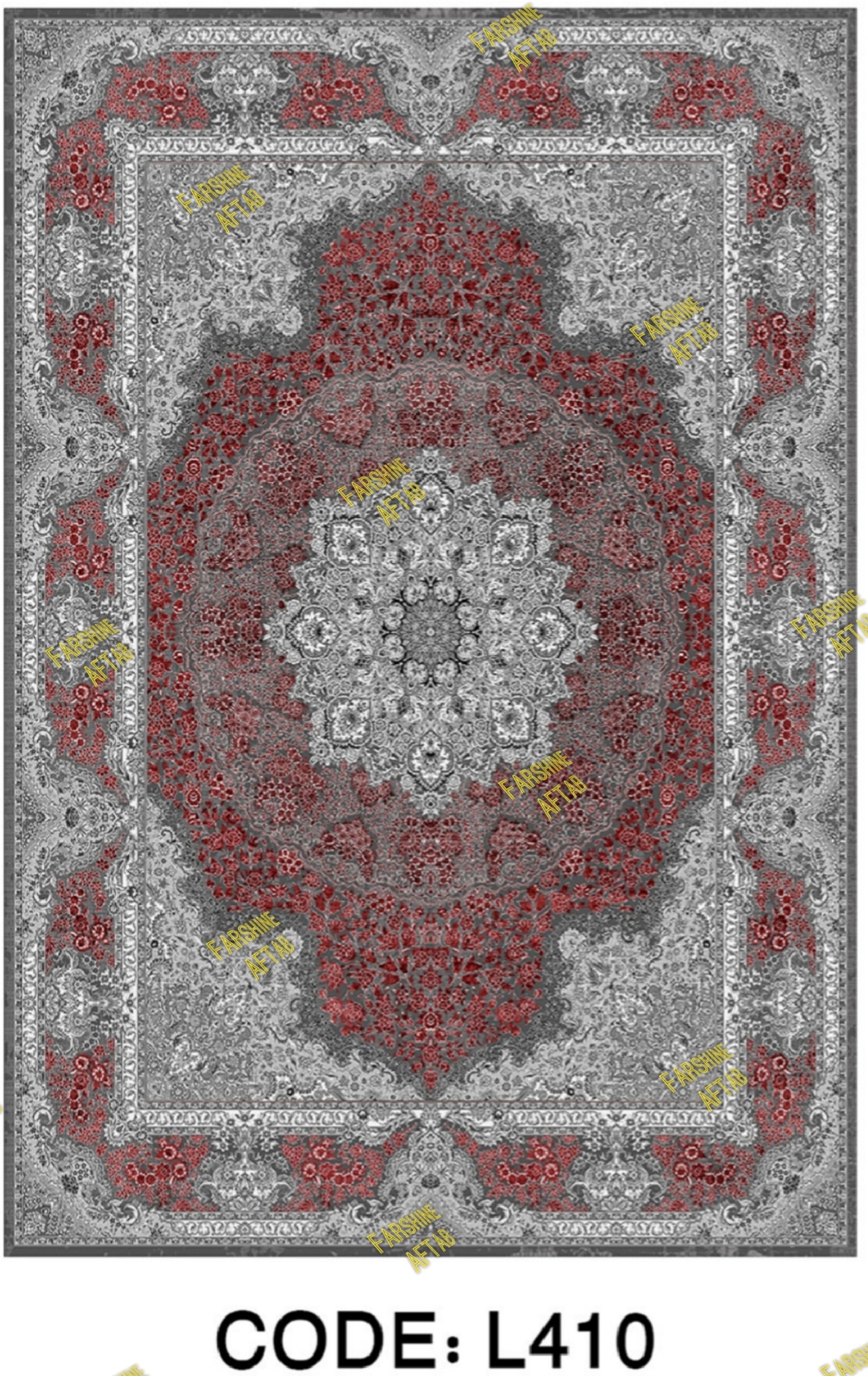 خرید ارزان فرشینه لاکی فرشینه آفتاب کد L410مخمل شانل ترک استپدار