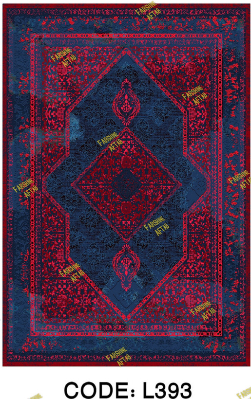 خرید ارزان فرشینه لاکی فرشینه آفتاب کد L393مخمل شانل ترک استپدار