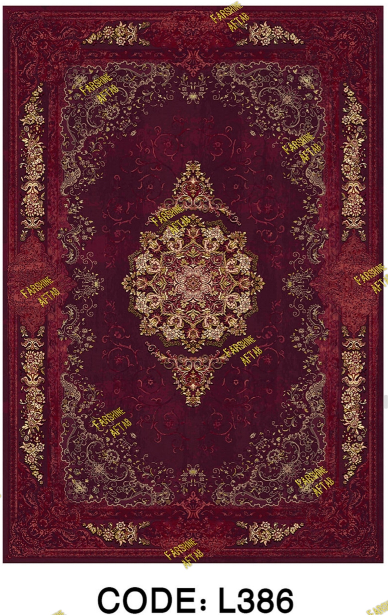 فرشینه لاکی فرشینه آفتاب کد L386مخمل شانل ترک استپدار