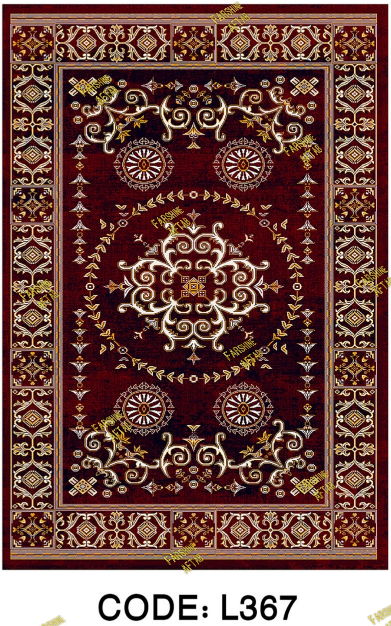 خرید ارزان فرشینه لاکی فرشینه آفتاب کد L367مخمل شانل ترک استپدار