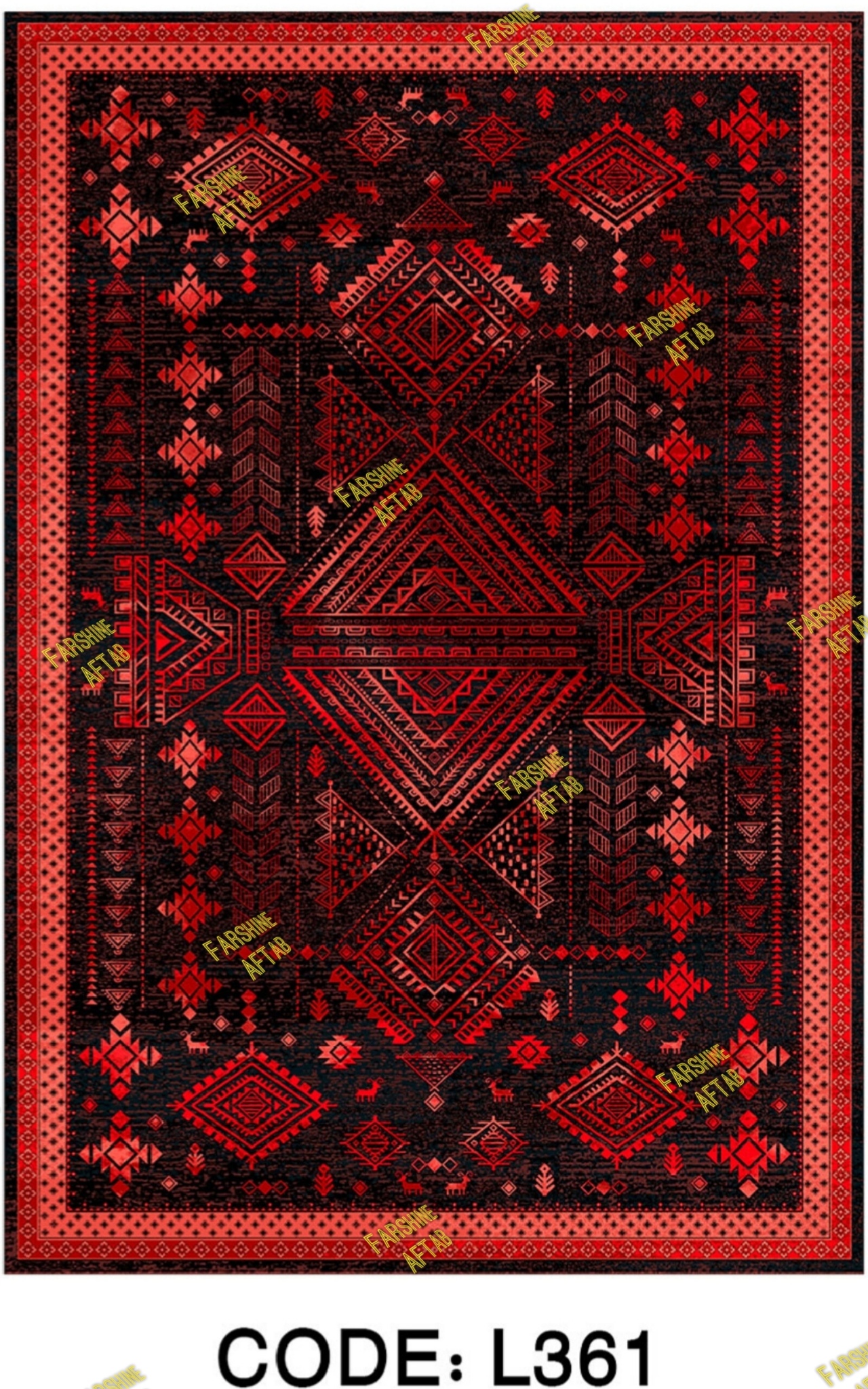 خرید ارزان فرشینه لاکی فرشینه آفتاب کد L361مخمل شانل ترک استپدار