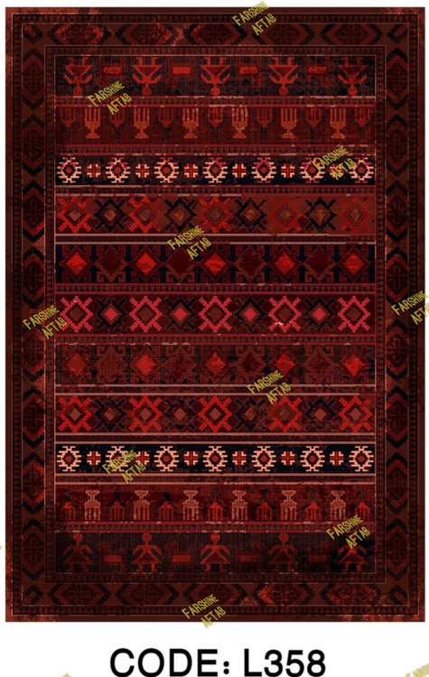 خرید ارزان فرشینه لاکی فرشینه آفتاب کد L358مخمل شانل ترک استپدار