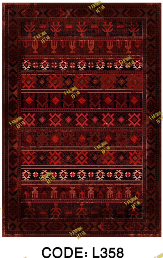 خرید ارزان فرشینه لاکی فرشینه آفتاب کد L358مخمل شانل ترک استپدار