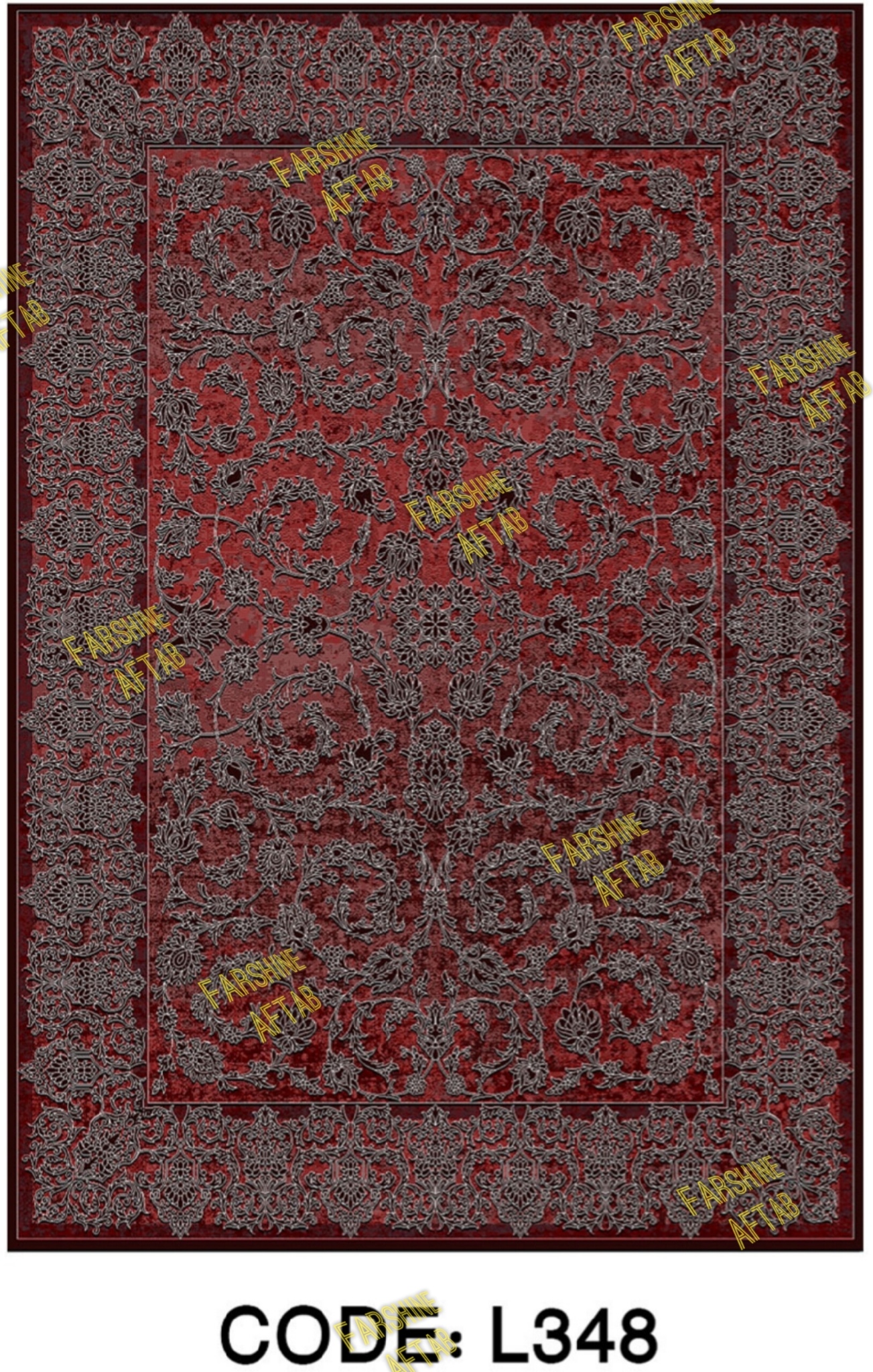 خرید ارزان فرشینه لاکی فرشینه آفتاب کد L348مخمل شانل ترک استپدار