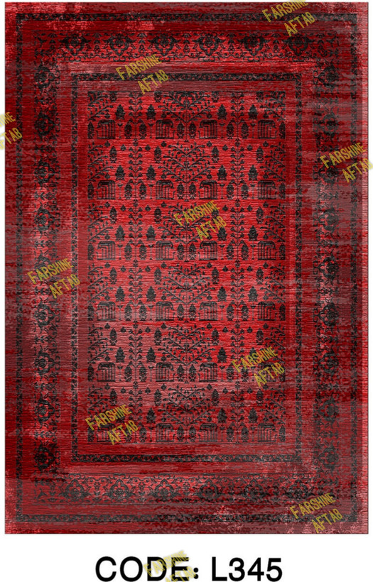 خرید ارزان فرشینه لاکی فرشینه آفتاب کد L345مخمل شانل ترک استپدار