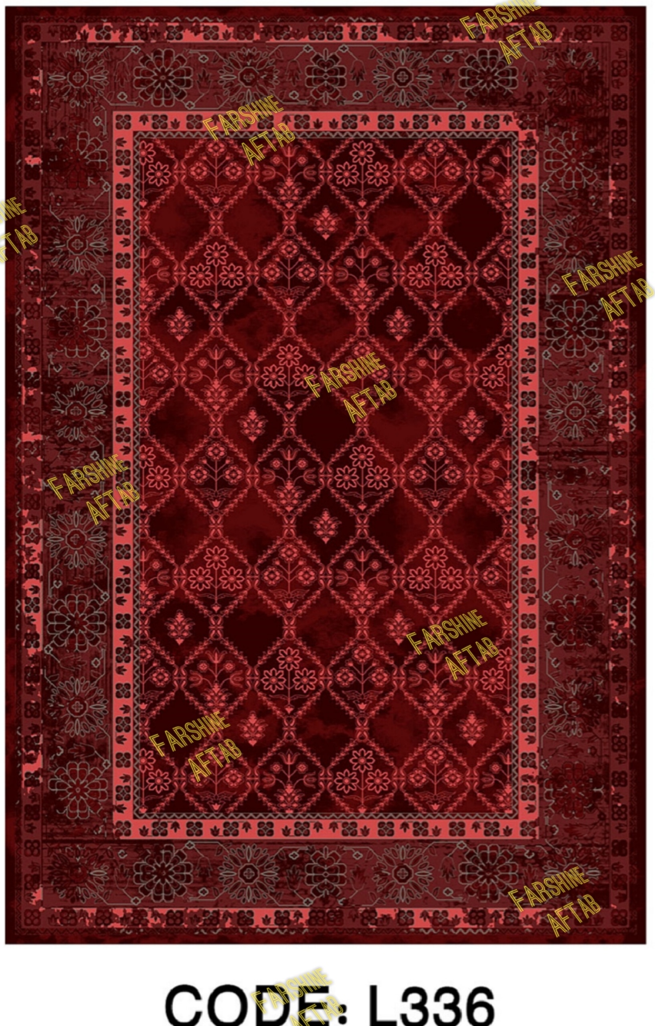 خرید ارزان فرشینه لاکی فرشینه آفتاب کد L336مخمل شانل ترک استپدار