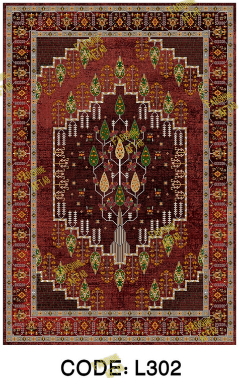 خرید ارزان فرشینه لاکی فرشینه آفتاب کد L302مخمل شانل ترک استپدار