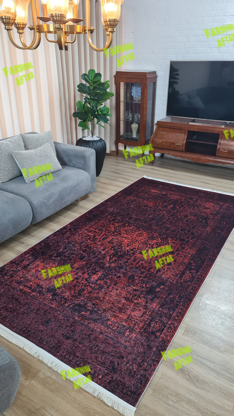 خرید آسان فرشینه لاکی فرشینه آفتاب کد L474مخمل شانل ترک استپدار