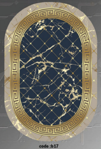 خرید ارزان فرشینه بیضی ورساچه فرشینه آفتاب کدB17مخمل شانل ترک استپدار