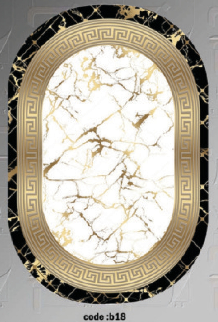 خرید ارزان فرشینه بیضی ورساچه فرشینه آفتاب کدB18مخمل شانل ترک استپدار