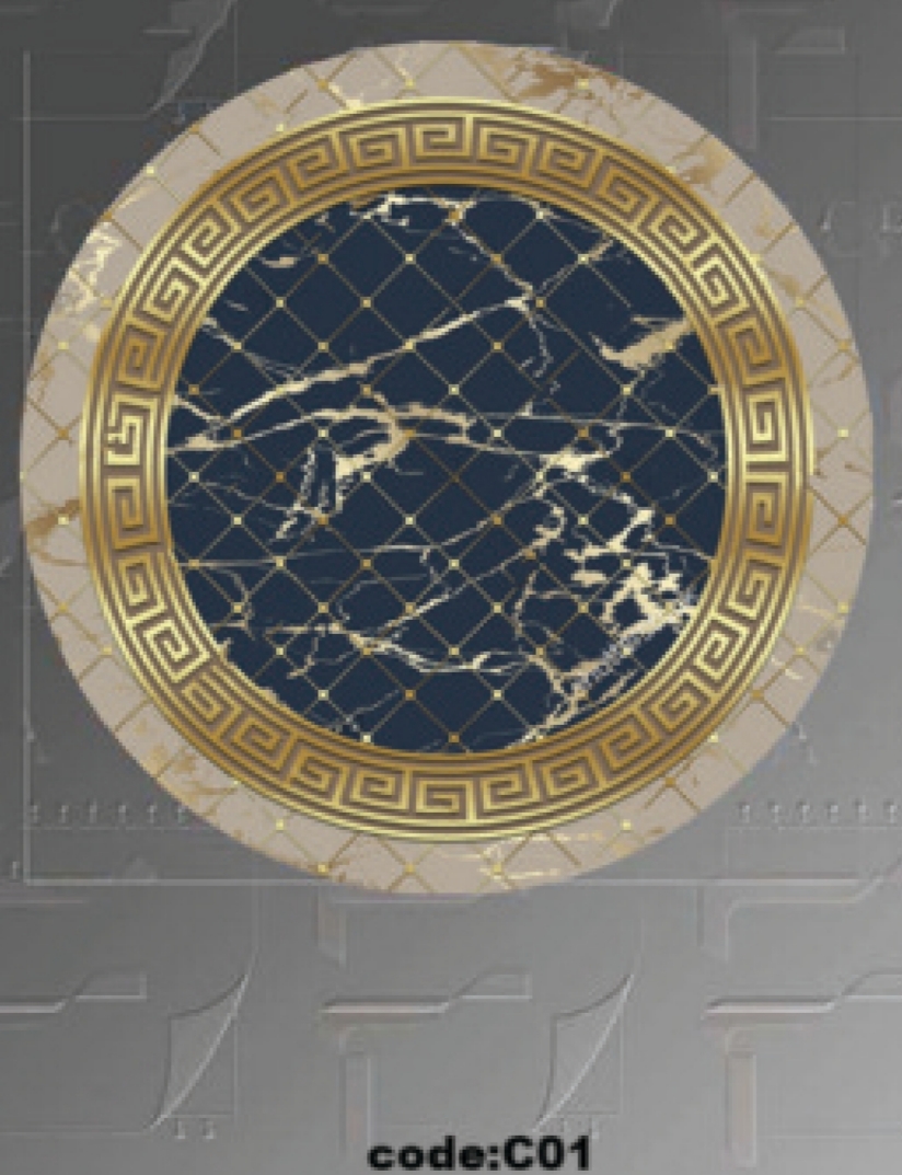 خرید ارزان فرشینه گرد ورساچه فرشینه آفتاب کدC01مخمل شانل ترک استپدار