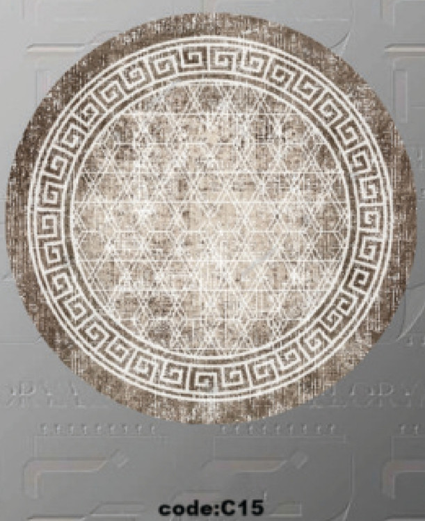 خرید ارزان فرشینه گرد ورساچه فرشینه آفتاب کدC15مخمل شانل ترک استپدار