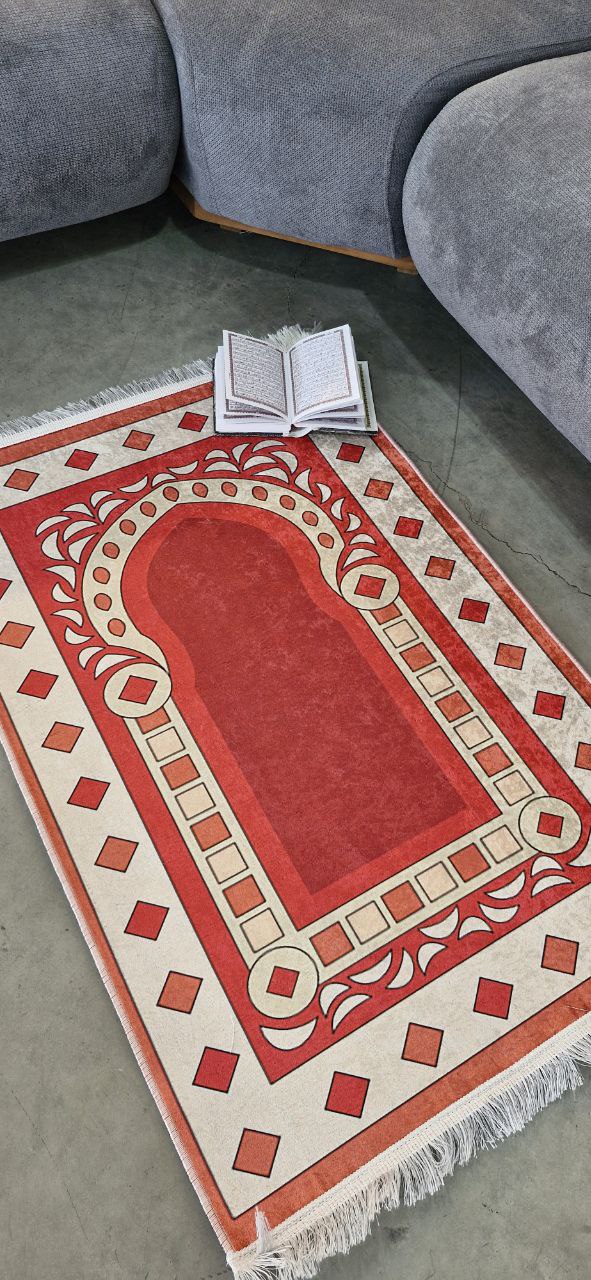 قیمت عالی فرشینه جانمازفرشینه آفتاب کدN102مخمل شانل ترک استپدار