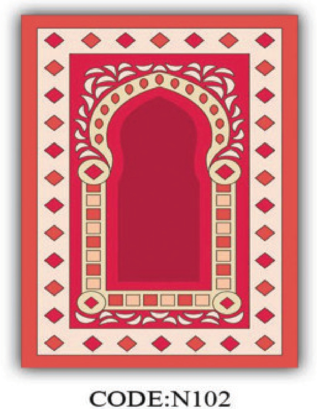 خرید ارزان فرشینه جانمازفرشینه آفتاب کدN102مخمل شانل ترک استپدار