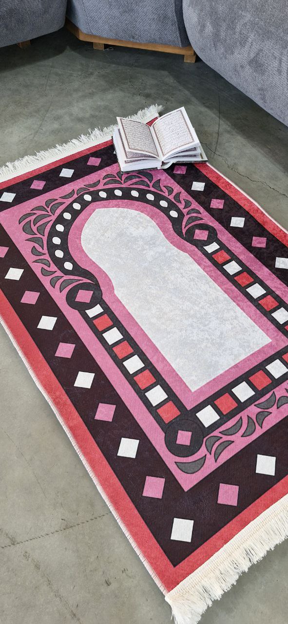 قیمت مناسب فرشینه جانمازفرشینه آفتاب کدN104مخمل شانل ترک استپدار