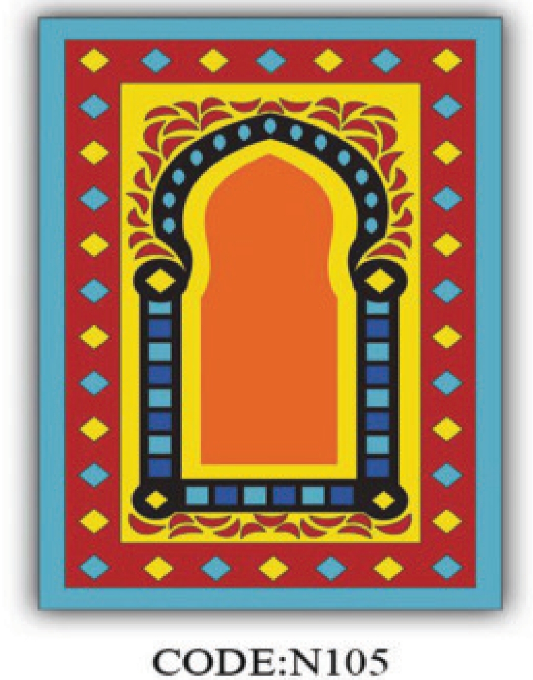 خرید ارزان فرشینه جانمازفرشینه آفتاب کدN105مخمل شانل ترک استپدار