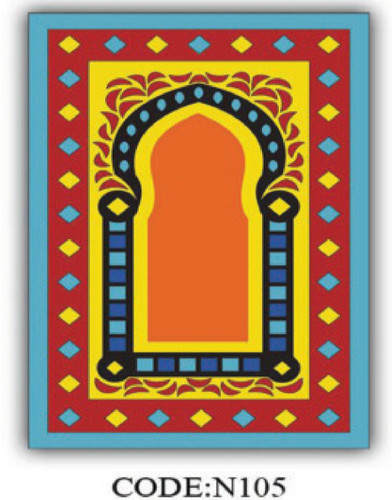 خرید ارزان فرشینه جانمازفرشینه آفتاب کدN105مخمل شانل ترک استپدار