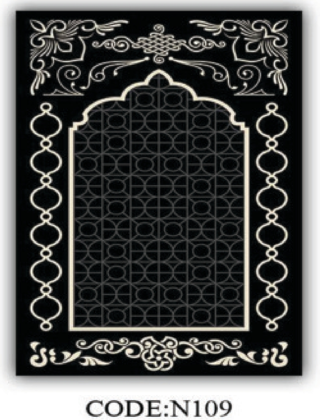 خرید ارزان فرشینه جانمازفرشینه آفتاب کدN109مخمل شانل ترک استپدار