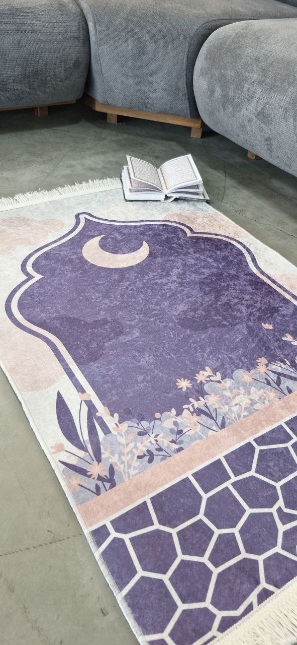 قیمت مناسب فرشینه جانمازفرشینه آفتاب کدN115مخمل شانل ترک استپدار