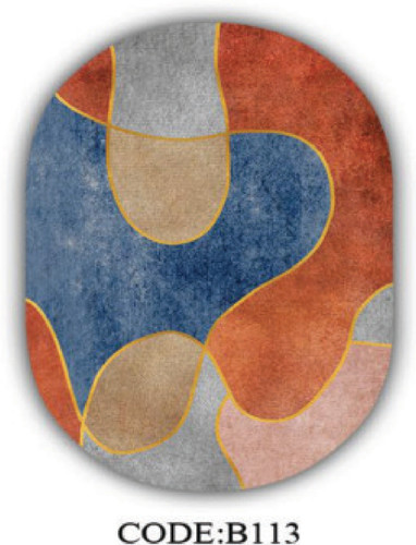 خرید ارزان فرشینه بیضی مینیمال فرشینه آفتاب کدB113مخمل شانل ترک استپدار