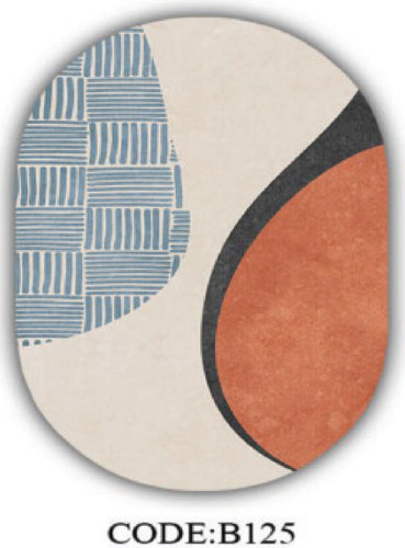 خرید ارزان فرشینه بیضی مینیمال فرشینه آفتاب کدB125مخمل شانل ترک استپدار