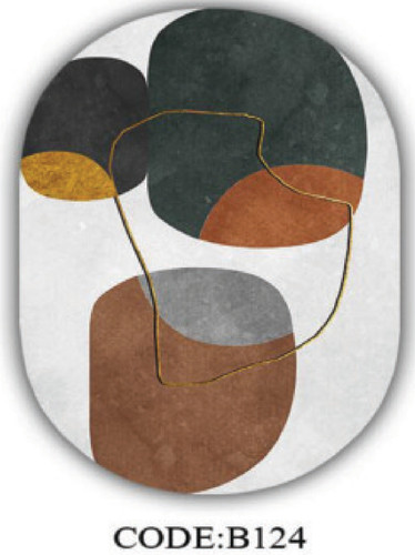 خرید ارزان فرشینه بیضی مینیمال فرشینه آفتاب کدB124مخمل شانل ترک استپدار