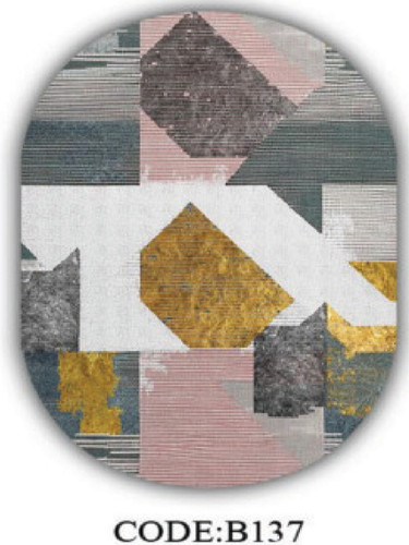 خرید ارزان فرشینه بیضی مینیمال فرشینه آفتاب کدB137مخمل شانل ترک استپدار