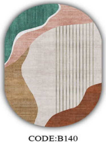 خرید ارزان فرشینه بیضی مینیمال فرشینه آفتاب کدB140مخمل شانل ترک استپدار