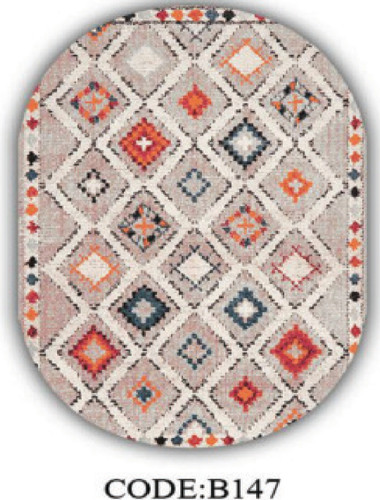 خرید ارزان فرشینه بیضی مینیمال فرشینه آفتاب کدB147مخمل شانل ترک استپدار