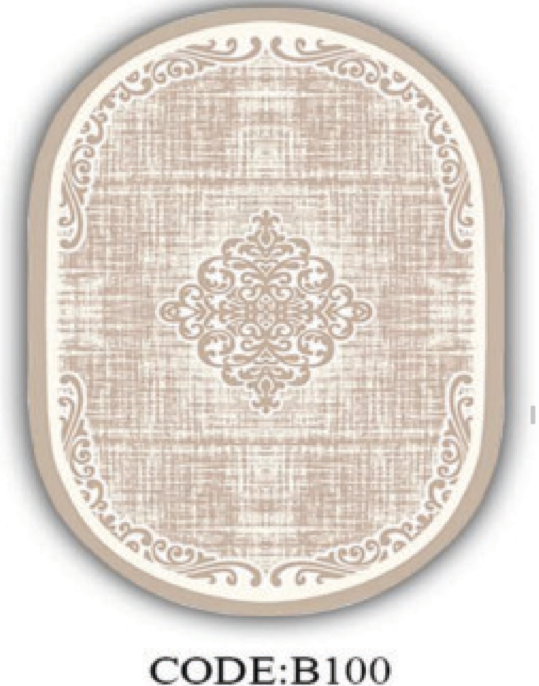 خرید ارزان فرشینه بیضی فرشینه آفتاب کدB100مخمل شانل ترک استپدار