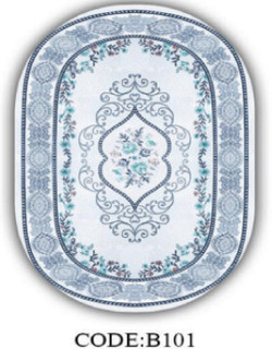 خرید ارزان فرشینه بیضی فرشینه آفتاب کدB101مخمل شانل ترک استپدار