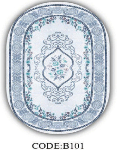 خرید ارزان فرشینه بیضی فرشینه آفتاب کدB101مخمل شانل ترک استپدار