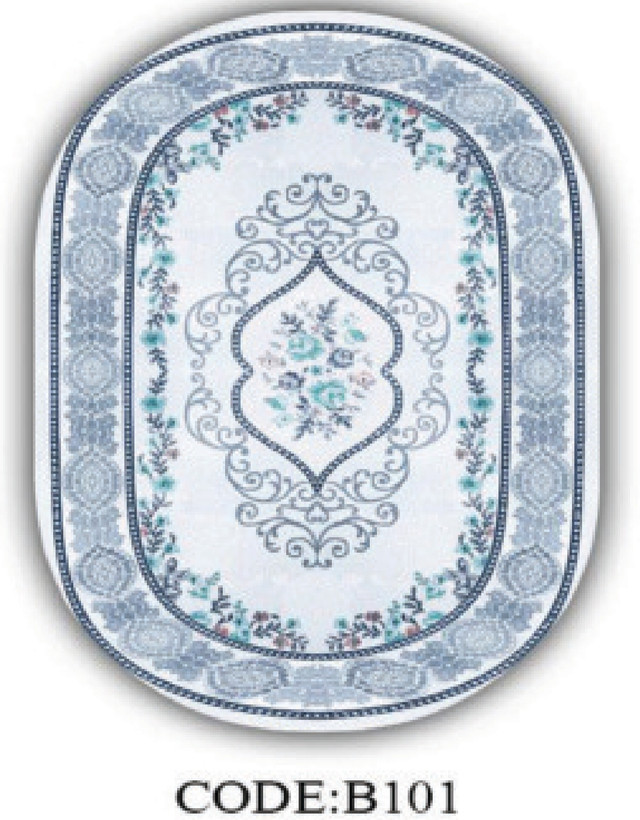 خرید ارزان فرشینه بیضی فرشینه آفتاب کدB101مخمل شانل ترک استپدار