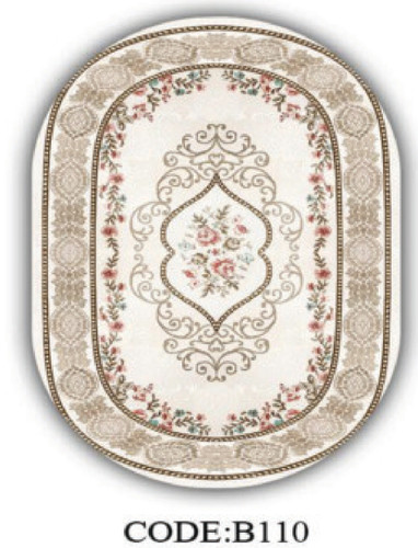 خرید ارزان فرشینه بیضی فرشینه آفتاب کدB110مخمل شانل ترک استپدار