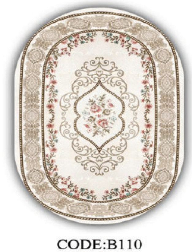 خرید ارزان فرشینه بیضی فرشینه آفتاب کدB110مخمل شانل ترک استپدار