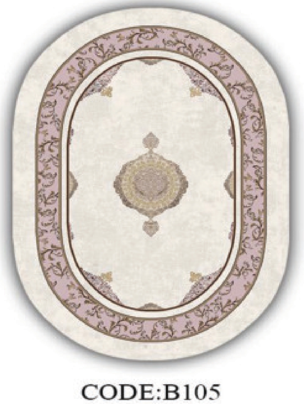 خرید ارزان فرشینه بیضی فرشینه آفتاب کدB105مخمل شانل ترک استپدار